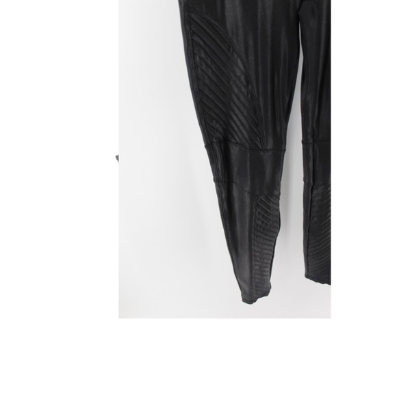 Spanx Black Faux Leather Moto Leggings Women's Size L High Rise Stretch Skinny - Picture 5 of 9